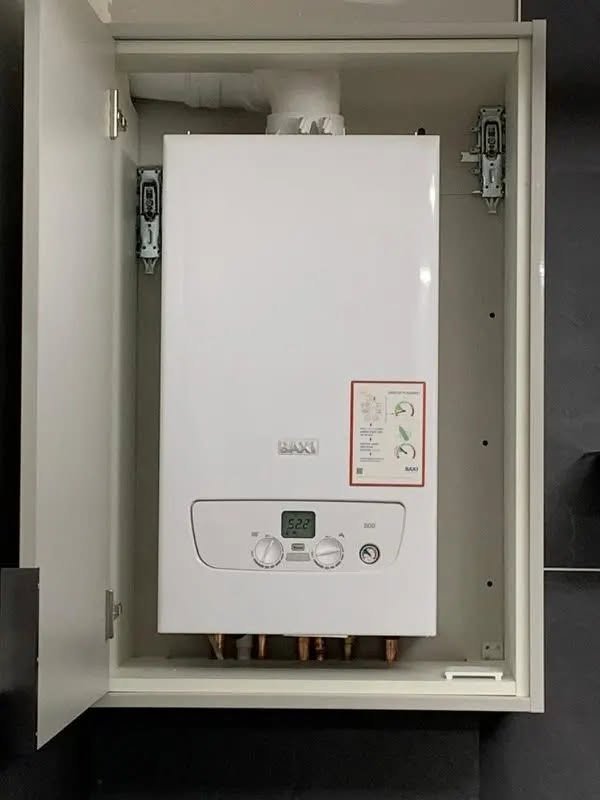 Boiler fitted neatly inside a cabinet