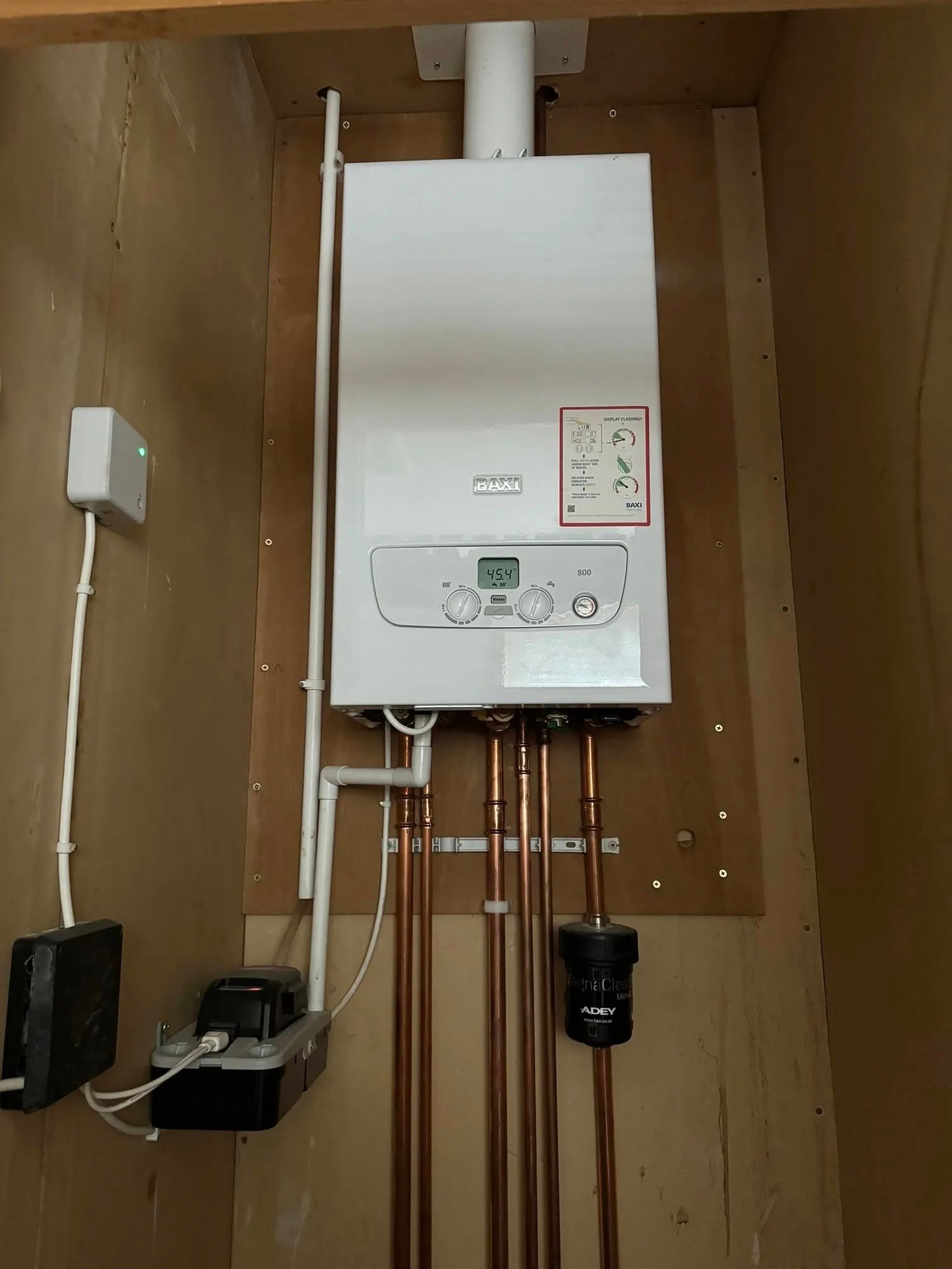 Cupboard boiler installation