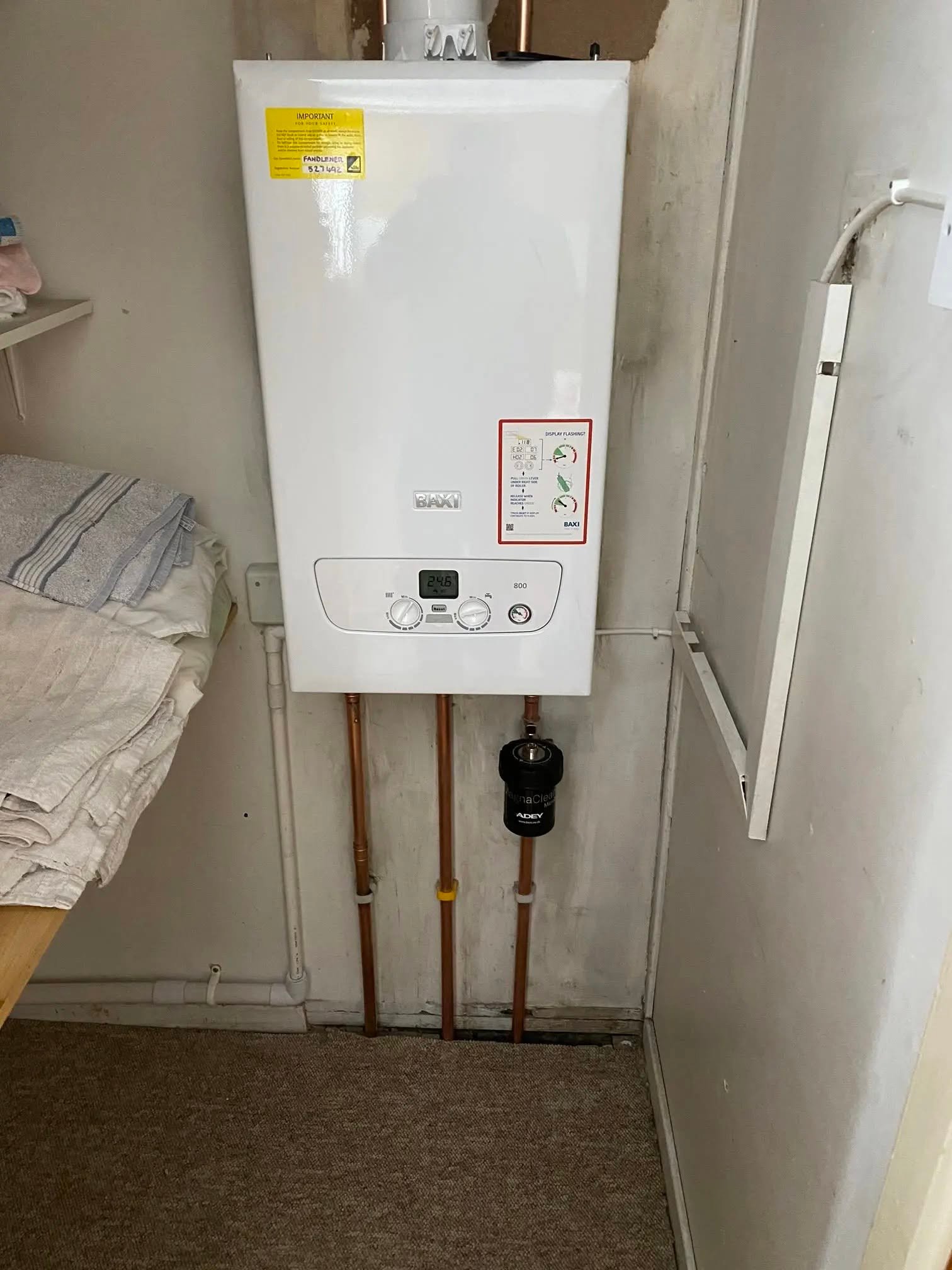 Boiler installed in a utility room
