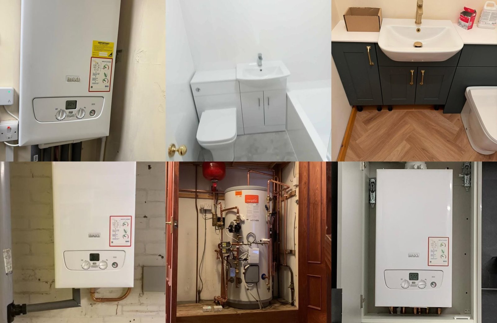 Collage of boiler installations completed by Lcom Gas Ltd in Fife